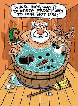 Funny Christmas Photos on Funny Christmas Cartoon Frosty Hot Tub Jpg