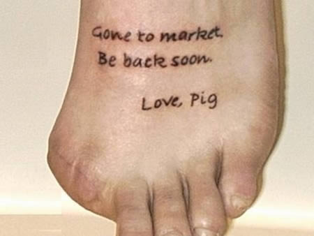 Funny Tattoo Piggy went to Market Art Humor