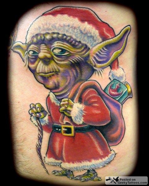 Funny Tattoo Star Wars Yoda Christmas Elf