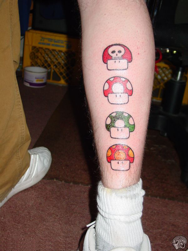 Mario mushrooms are a popular tattoo design choice among gamers