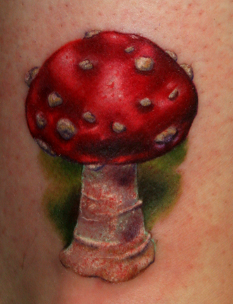 Photo Realistic Magic Mushroom Trippy Tattoo