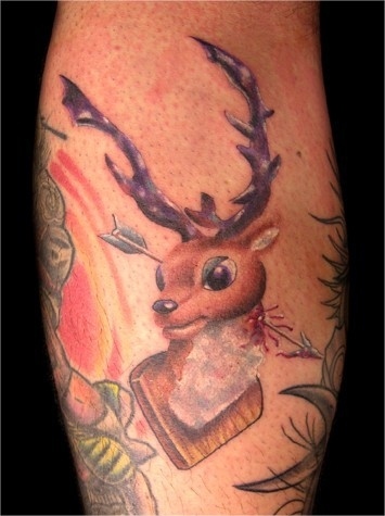 Reindeer Hunting Christmas Tattoo