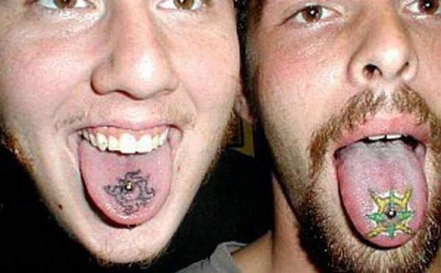 Tongue Tattoo Design with Piercing