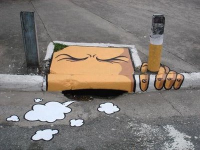 Clever Graffiti Stop Smoking Art Cartoon
