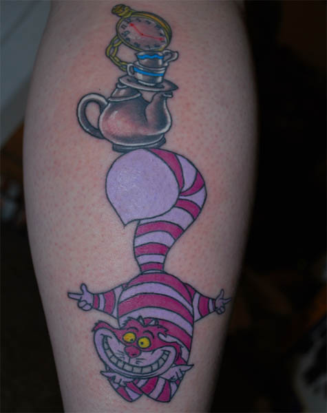 Disney Alice in Wonderland Cheshire Cat Grinning Tattoo