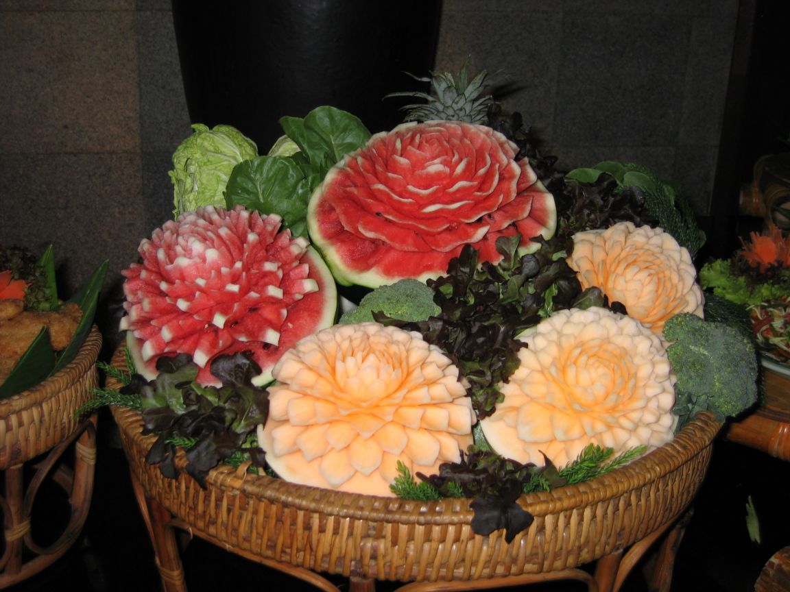 Food Art Thailand Watermelon Fruit Carving Edible