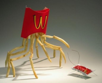 McDonalds Food Art Sculpture French Fries and Tomato Ketchup