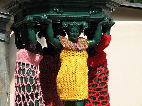 Yarn Bomb Statue Crochet Art Craft Clothing